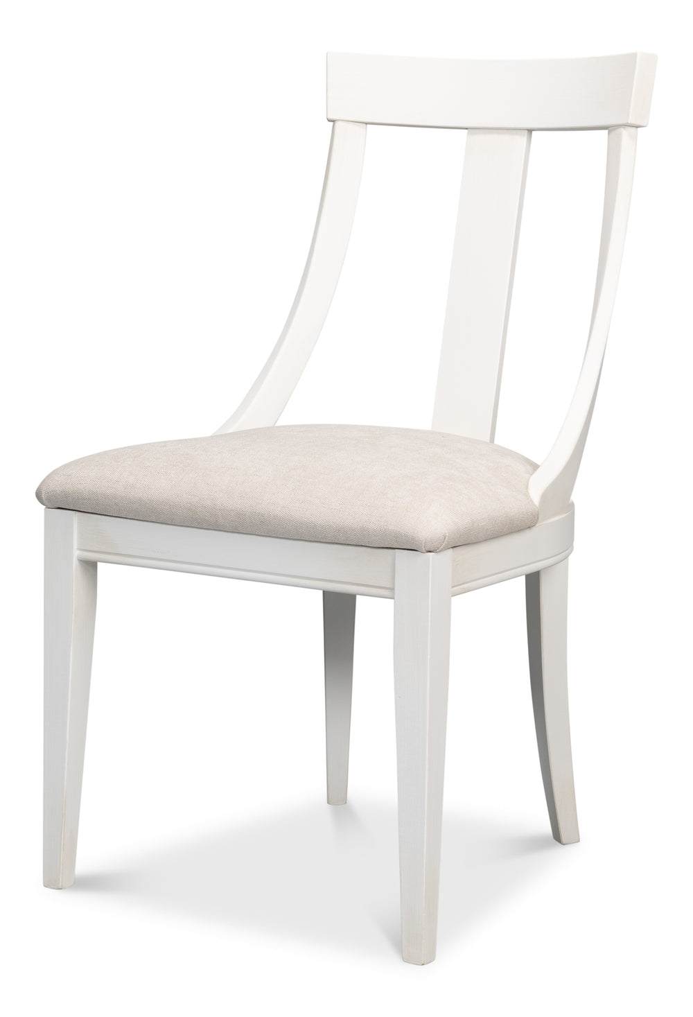 Sarreid Deco Side Chair Set Of 2 In White & Taupe – Stylish Beechwood Design For Modern Interiors White  U003-08f47
