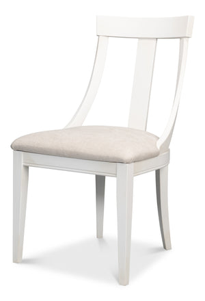 Sarreid Deco Side Chair Set Of 2 In White & Taupe – Stylish Beechwood Design For Modern Interiors White  U003-08f47