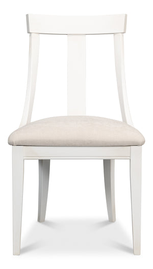 Sarreid Deco Side Chair Set Of 2 In White & Taupe – Stylish Beechwood Design For Modern Interiors White  U003-08f47