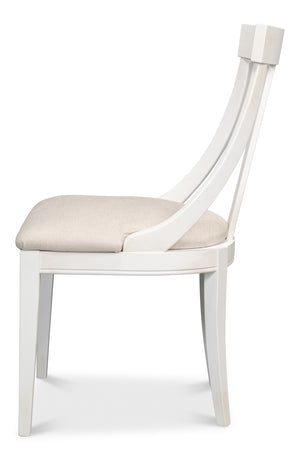 Sarreid Deco Side Chair Set Of 2 In White & Taupe – Stylish Beechwood Design For Modern Interiors White  U003-08f47