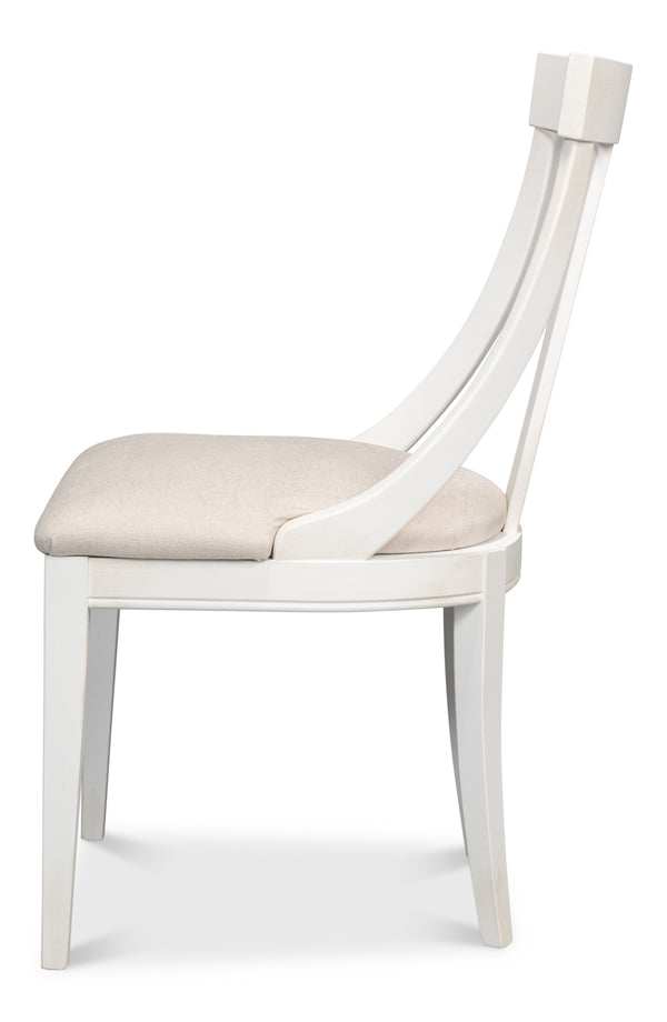 Sarreid Deco Side Chair Set Of 2 In White & Taupe – Stylish Beechwood Design For Modern Interiors White  U003-08f47