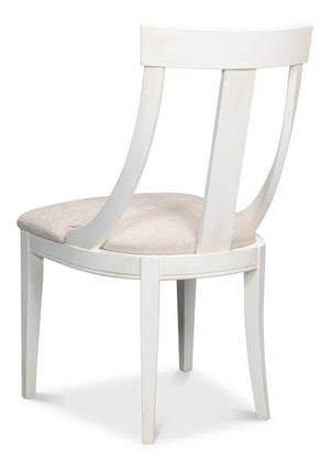 Sarreid Deco Side Chair Set Of 2 In White & Taupe – Stylish Beechwood Design For Modern Interiors White  U003-08f47