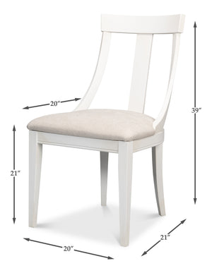 Sarreid Deco Side Chair Set Of 2 In White & Taupe – Stylish Beechwood Design For Modern Interiors White  U003-08f47