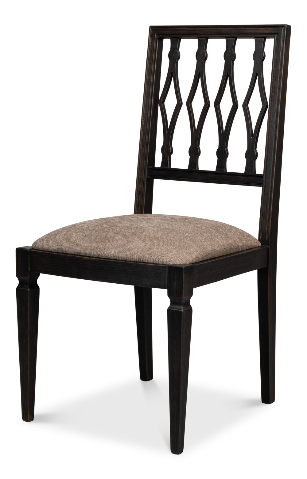 Sarreid Diamond Side Chair Set Of 2 - Stylish Nero Mushroom Fabric With Durable Beechwood Frame For Elegance Black  U004-03f50
