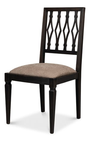 Sarreid Diamond Side Chair Set Of 2 - Stylish Nero Mushroom Fabric With Durable Beechwood Frame For Elegance Black  U004-03f50