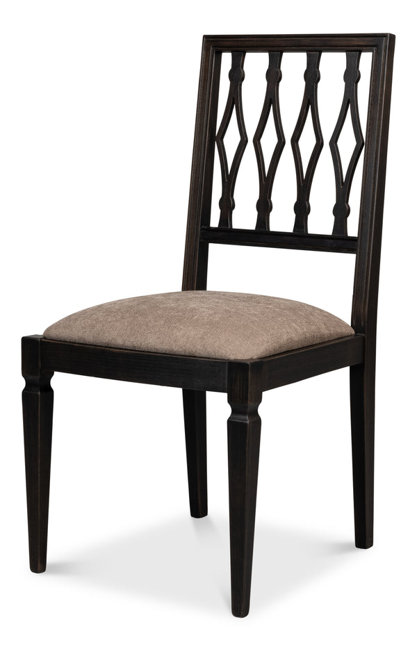 Sarreid Diamond Side Chair Set Of 2 - Stylish Nero Mushroom Fabric With Durable Beechwood Frame For Elegance Black  U004-03f50