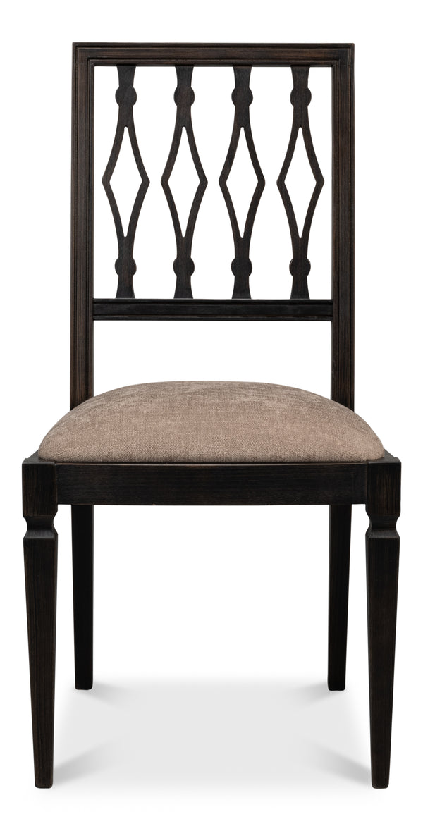 Sarreid Diamond Side Chair Set Of 2 - Stylish Nero Mushroom Fabric With Durable Beechwood Frame For Elegance Black  U004-03f50