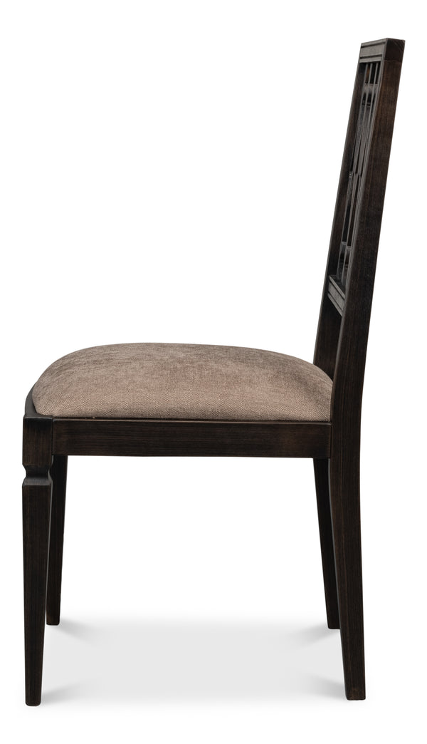 Sarreid Diamond Side Chair Set Of 2 - Stylish Nero Mushroom Fabric With Durable Beechwood Frame For Elegance Black  U004-03f50