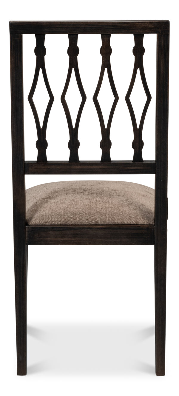 Sarreid Diamond Side Chair Set Of 2 - Stylish Nero Mushroom Fabric With Durable Beechwood Frame For Elegance Black  U004-03f50