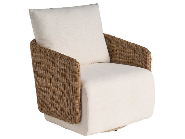 Universal Furniture Enzo Swivel Chair - Stylish Coastal Accent With Handwoven Wicker, Durable Crypton Fabric, Versatile Design  92% Polyester,8% Linen U540503-1201-1-universal