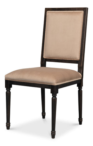 Sarreid Square Back Side Chair Set Of 2 - Stylish Nero Finish With Toffee Fabric For Modern Elegance Black  U020-03f48