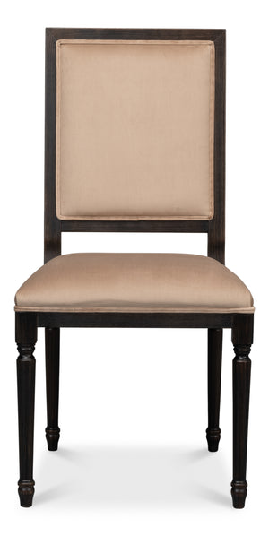 Sarreid Square Back Side Chair Set Of 2 - Stylish Nero Finish With Toffee Fabric For Modern Elegance Black  U020-03f48