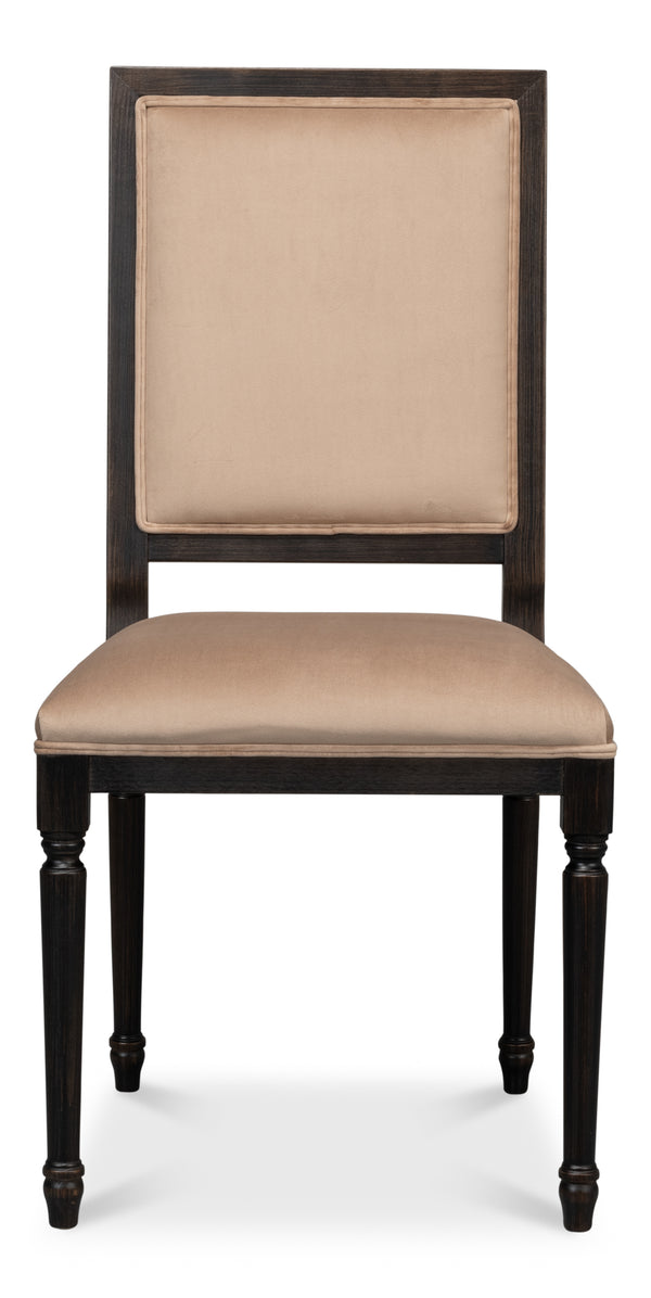 Sarreid Square Back Side Chair Set Of 2 - Stylish Nero Finish With Toffee Fabric For Modern Elegance Black  U020-03f48