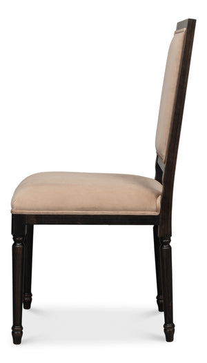 Sarreid Square Back Side Chair Set Of 2 - Stylish Nero Finish With Toffee Fabric For Modern Elegance Black  U020-03f48