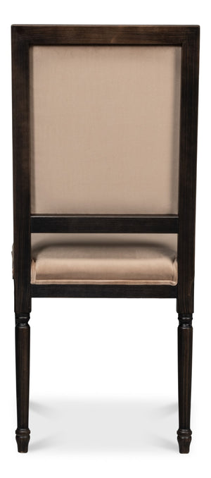 Sarreid Square Back Side Chair Set Of 2 - Stylish Nero Finish With Toffee Fabric For Modern Elegance Black  U020-03f48