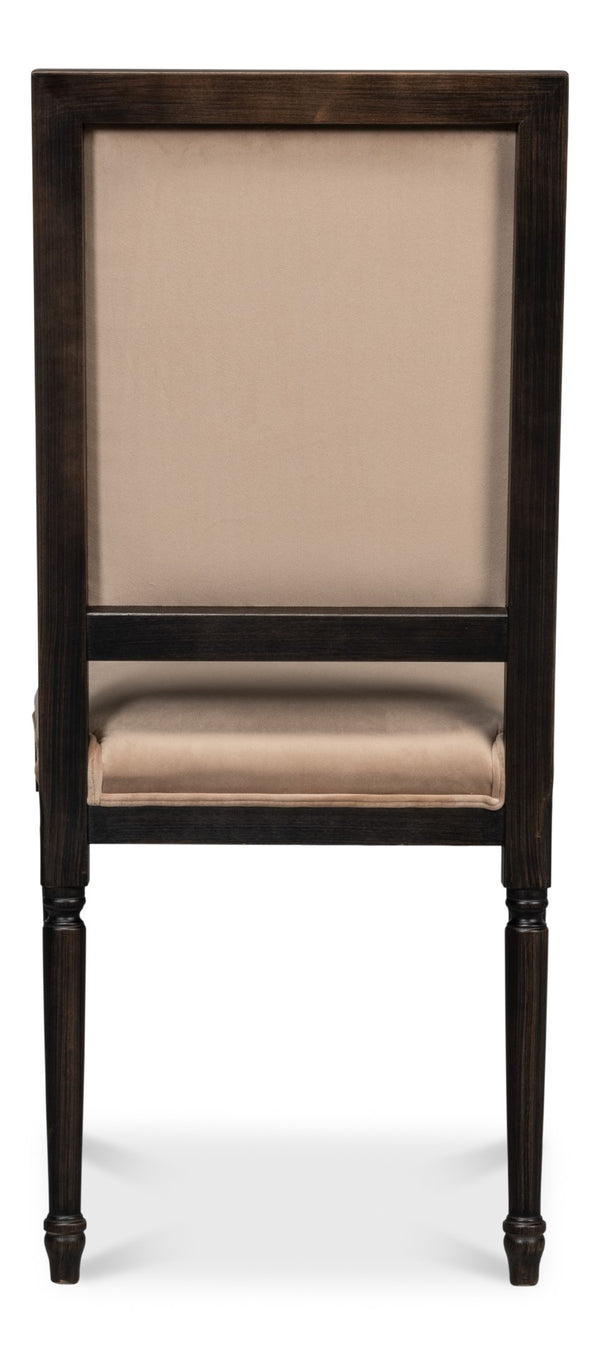 Sarreid Square Back Side Chair Set Of 2 - Stylish Nero Finish With Toffee Fabric For Modern Elegance Black  U020-03f48