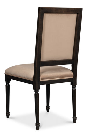Sarreid Square Back Side Chair Set Of 2 - Stylish Nero Finish With Toffee Fabric For Modern Elegance Black  U020-03f48