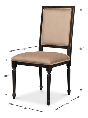 Sarreid Square Back Side Chair Set Of 2 - Stylish Nero Finish With Toffee Fabric For Modern Elegance Black  U020-03f48