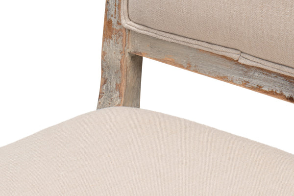 Sarreid Square Back Side Chair Set Of 2 - Stylish Grey Oak Finish With Comfortable Linen Flax Upholstery Grey  U020-06f01