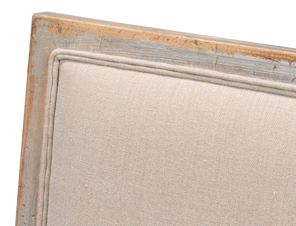 Sarreid Square Back Side Chair Set Of 2 - Stylish Grey Oak Finish With Comfortable Linen Flax Upholstery Grey  U020-06f01