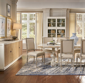 Sarreid Square Back Side Chair Set Of 2 - Stylish Grey Oak Finish With Comfortable Linen Flax Upholstery Grey  U020-06f01