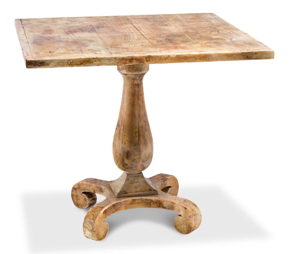 Sarreid Bistro Table Antique Oak - Charming Vintage Style With Rich Finish, Perfect For Cozy Dining Spaces Beige  U021-01