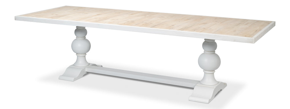 Sarreid Rectangular Dining Table - Stylish Cortina With Reclaimed Wood Top & Elegant Tulip Wood Base White  U022-as08
