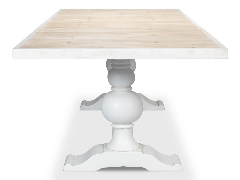 Sarreid Rectangular Dining Table - Stylish Cortina With Reclaimed Wood Top & Elegant Tulip Wood Base White  U022-as08