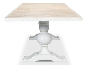 Sarreid Rectangular Dining Table - Stylish Cortina With Reclaimed Wood Top & Elegant Tulip Wood Base White  U022-as08