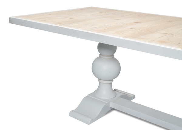 Sarreid Rectangular Dining Table - Stylish Cortina With Reclaimed Wood Top & Elegant Tulip Wood Base White  U022-as08