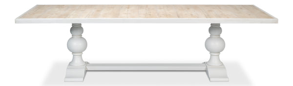 Sarreid Rectangular Dining Table - Stylish Cortina With Reclaimed Wood Top & Elegant Tulip Wood Base White  U022-as08