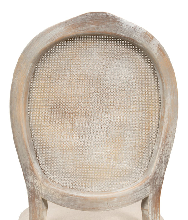 Sarreid Oval Cane Back Chair Set Of 2 - Elegant Grey Oak Finish With Luxurious Linen Flax Upholstery! Grey  U093-06f01