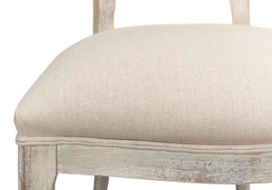 Sarreid Oval Cane Back Chair Set Of 2 - Elegant Grey Oak Finish With Luxurious Linen Flax Upholstery! Grey  U093-06f01