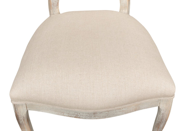 Sarreid Oval Cane Back Chair Set Of 2 - Elegant Grey Oak Finish With Luxurious Linen Flax Upholstery! Grey  U093-06f01