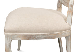Sarreid Oval Cane Back Chair Set Of 2 - Elegant Grey Oak Finish With Luxurious Linen Flax Upholstery! Grey  U093-06f01