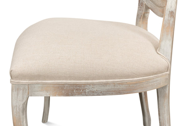 Sarreid Oval Cane Back Chair Set Of 2 - Elegant Grey Oak Finish With Luxurious Linen Flax Upholstery! Grey  U093-06f01