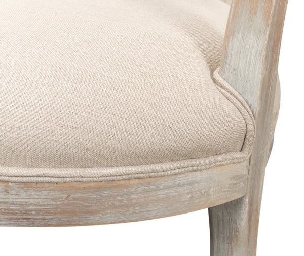 Sarreid Oval Cane Back Chair Set Of 2 - Elegant Grey Oak Finish With Luxurious Linen Flax Upholstery! Grey  U093-06f01