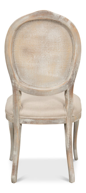 Sarreid Oval Cane Back Chair Set Of 2 - Elegant Grey Oak Finish With Luxurious Linen Flax Upholstery! Grey  U093-06f01