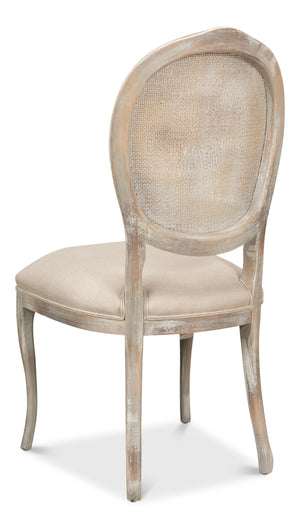 Sarreid Oval Cane Back Chair Set Of 2 - Elegant Grey Oak Finish With Luxurious Linen Flax Upholstery! Grey  U093-06f01