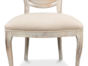 Sarreid Oval Cane Back Chair Set Of 2 - Elegant Grey Oak Finish With Luxurious Linen Flax Upholstery! Grey  U093-06f01