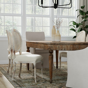 Sarreid Oval Cane Back Chair Set Of 2 - Elegant Grey Oak Finish With Luxurious Linen Flax Upholstery! Grey  U093-06f01