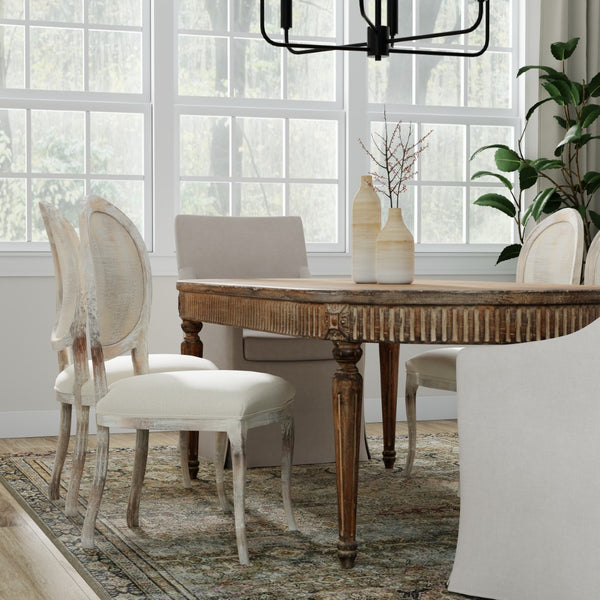 Sarreid Oval Cane Back Chair Set Of 2 - Elegant Grey Oak Finish With Luxurious Linen Flax Upholstery! Grey  U093-06f01