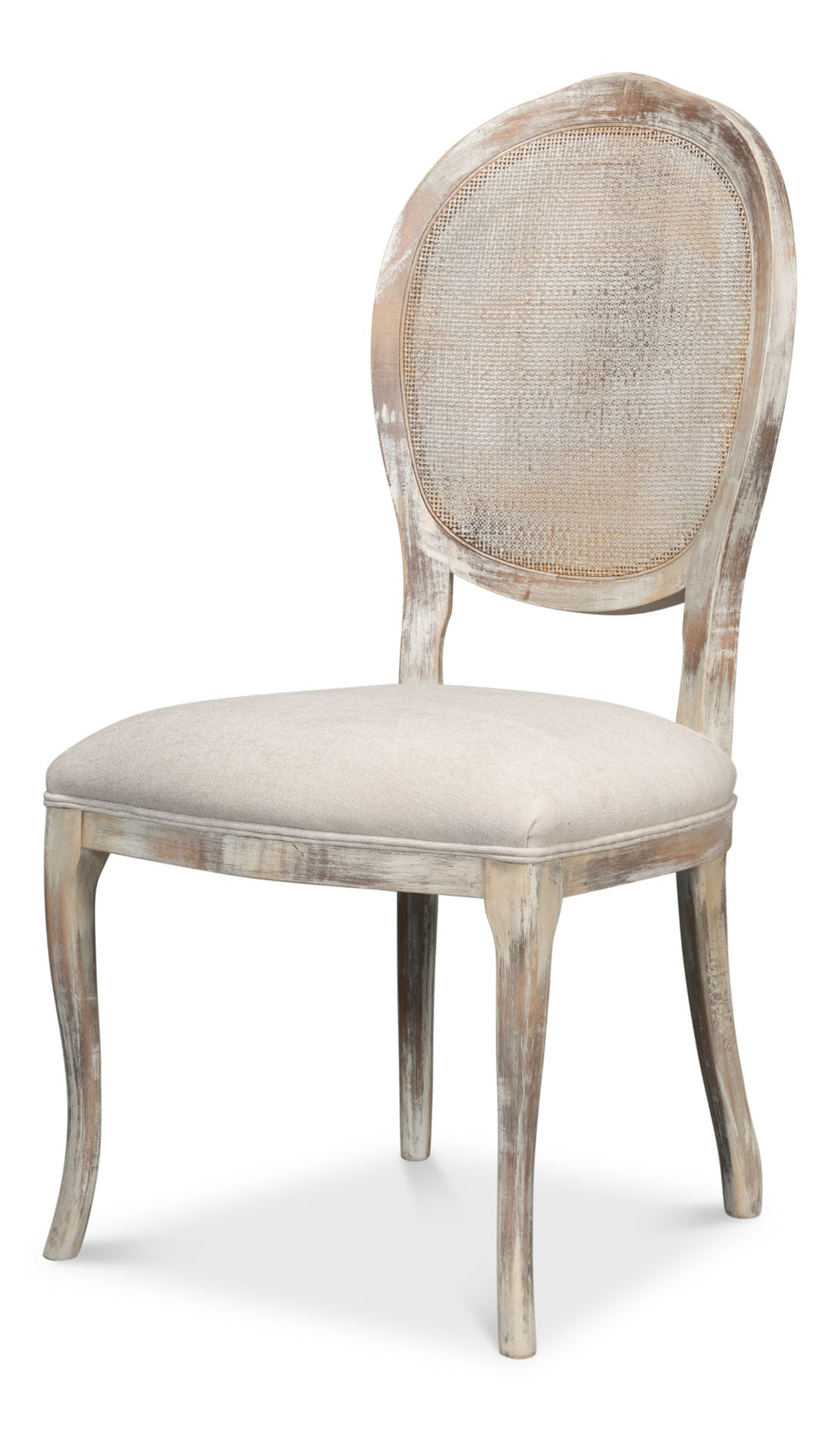 Sarreid Oval Cane Back Side Chairs – Elegant Grey Oak Finish With Taupe Fabric – Set Of 2, Stylish Comfort Grey  U093-06f47