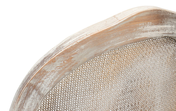 Sarreid Oval Cane Back Side Chairs – Elegant Grey Oak Finish With Taupe Fabric – Set Of 2, Stylish Comfort Grey  U093-06f47