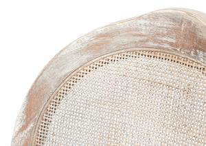 Sarreid Oval Cane Back Side Chairs – Elegant Grey Oak Finish With Taupe Fabric – Set Of 2, Stylish Comfort Grey  U093-06f47