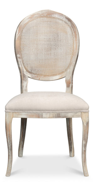 Sarreid Oval Cane Back Side Chairs – Elegant Grey Oak Finish With Taupe Fabric – Set Of 2, Stylish Comfort Grey  U093-06f47