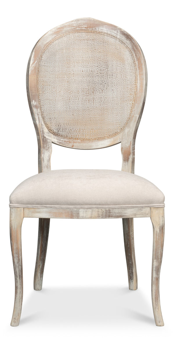 Sarreid Oval Cane Back Side Chairs – Elegant Grey Oak Finish With Taupe Fabric – Set Of 2, Stylish Comfort Grey  U093-06f47