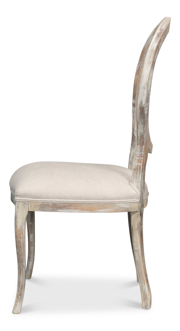 Sarreid Oval Cane Back Side Chairs – Elegant Grey Oak Finish With Taupe Fabric – Set Of 2, Stylish Comfort Grey  U093-06f47