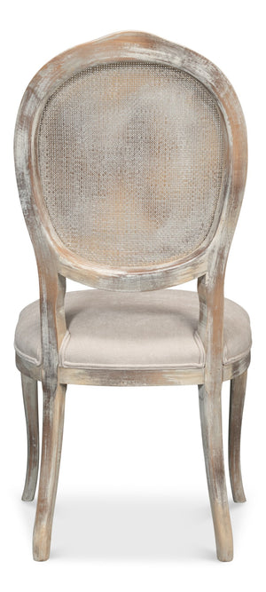 Sarreid Oval Cane Back Side Chairs – Elegant Grey Oak Finish With Taupe Fabric – Set Of 2, Stylish Comfort Grey  U093-06f47