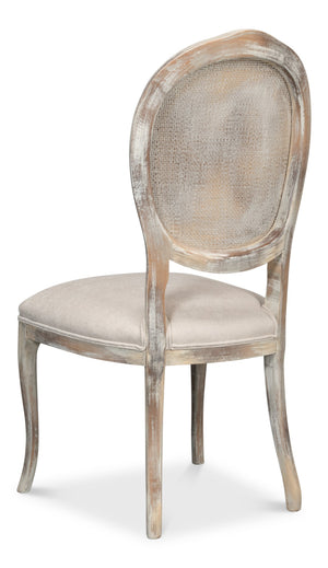 Sarreid Oval Cane Back Side Chairs – Elegant Grey Oak Finish With Taupe Fabric – Set Of 2, Stylish Comfort Grey  U093-06f47
